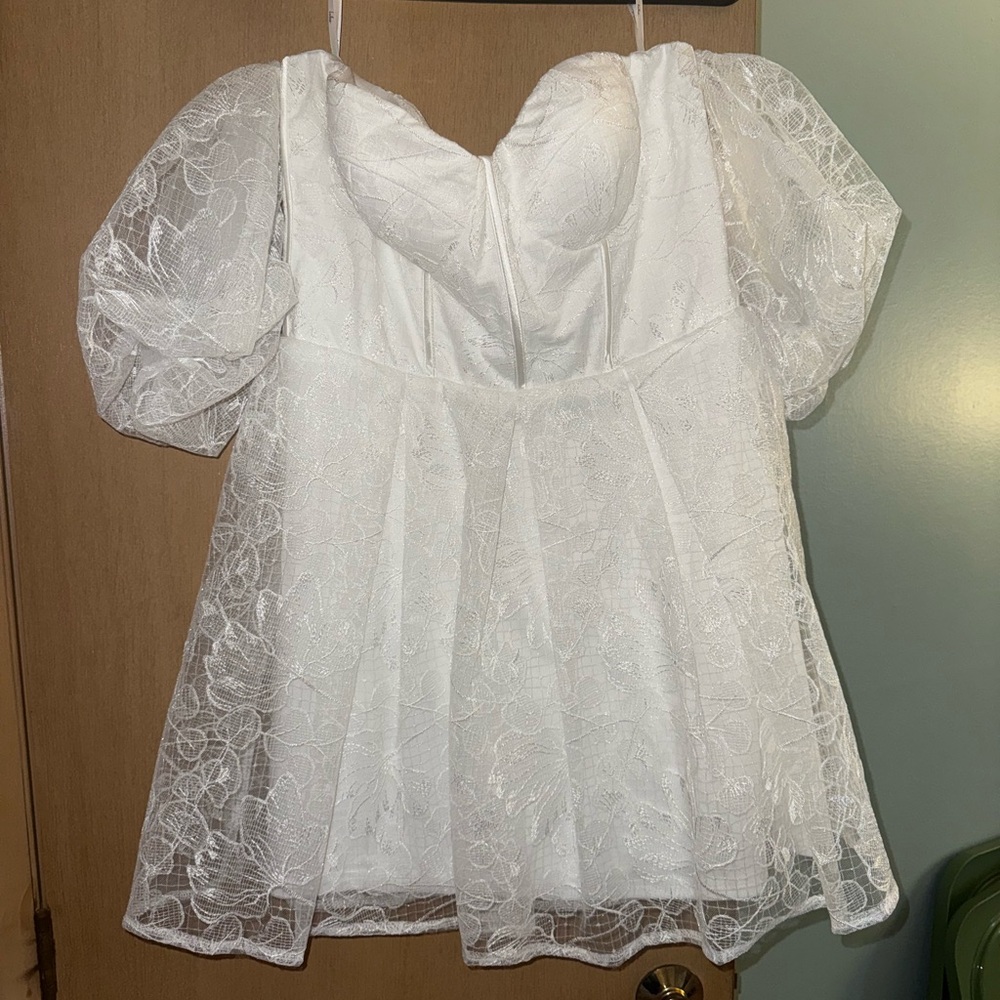 Lulus Precious Approach White Tulle Off-The-Shoulder Mini Dress